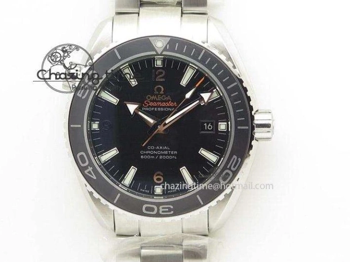 1225 SoftTouch Planet Ocean GMT 45mm DLC Red JHF Best Edition Black Dial On Rubber Strap A 8200